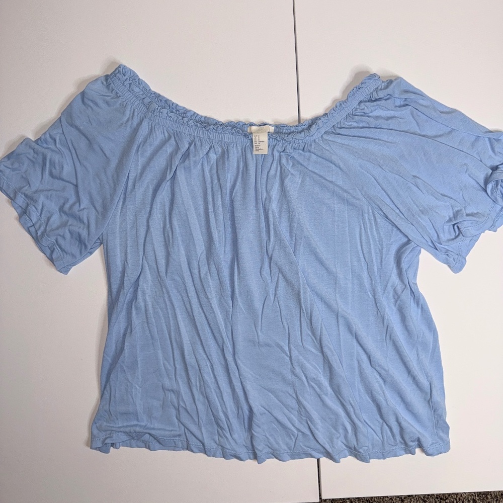 H&M Off-the-Shoulder Top — Light Blue, Women’s M